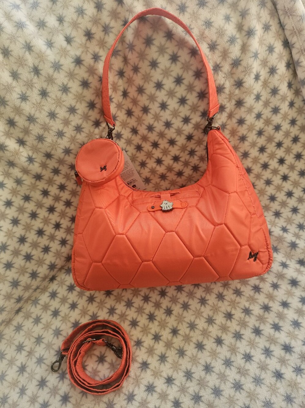 PUMPKIN SPICE! NWT Lug slouchy hobo, 2 straps, pouch clip, & HTF Halloween charm